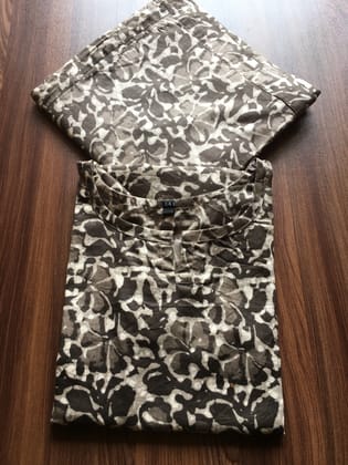 Batik Flower - Grey - Cord Set - Pure Cotton-38 - M