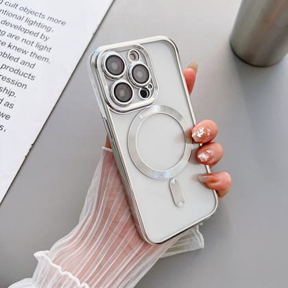 iPhone 15 Series Magsafe Plating Luxury Soft Magnetic Series protection Case-iPhone 15 / Silver