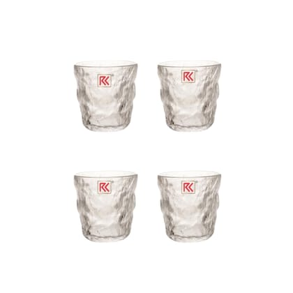 RK ICE Frost Diamond Crystal Clear Design All Purpose Glass Set Bar Glass for Drinking Bourbon, Whisky, Juice Scotch, Cocktails, Cold Drinks (Pack of 4,300Ml)
