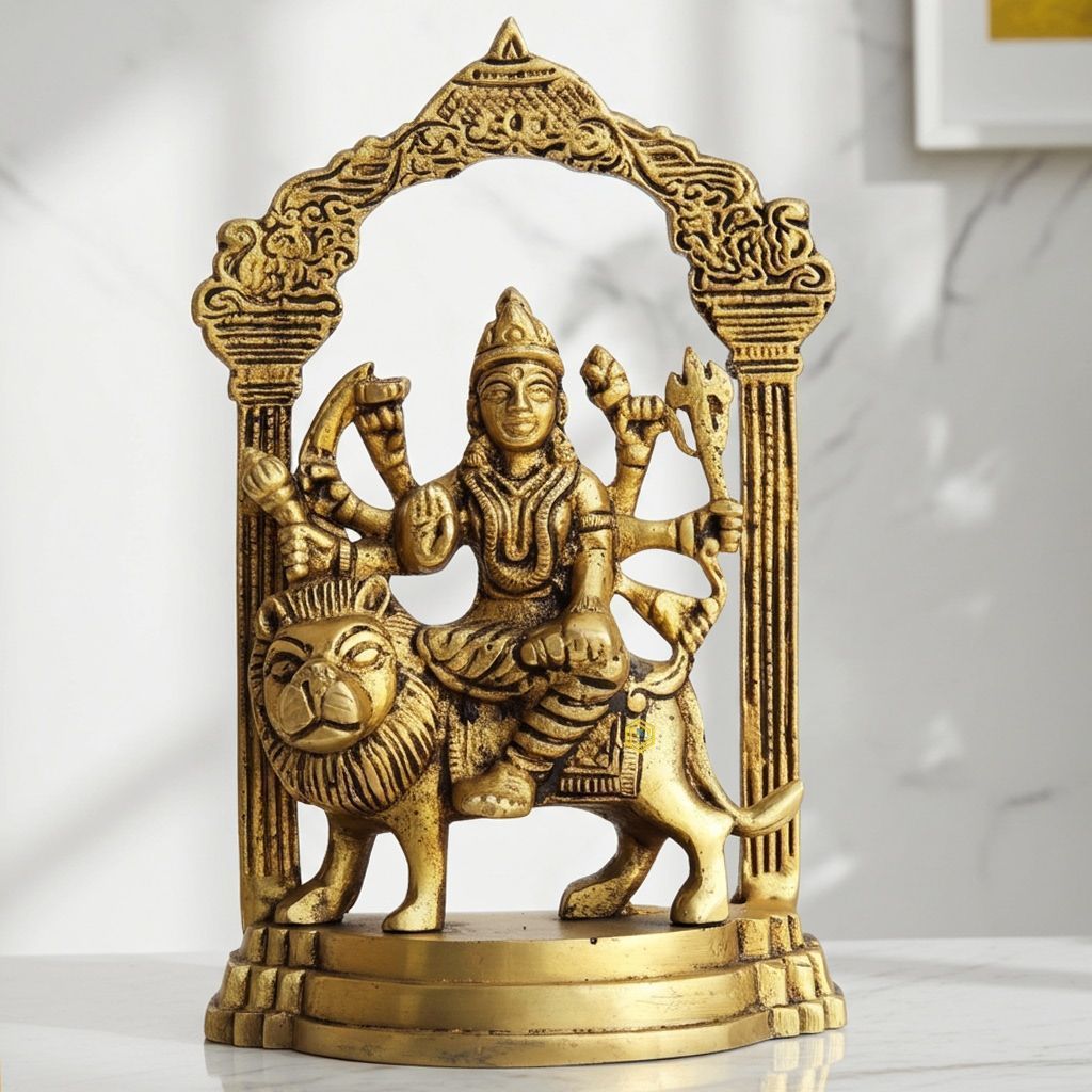 Brass Durga Ji God Idol - Antique Finish Religious Statue, Height : 5.5 Inch (BSMAS1044 F)