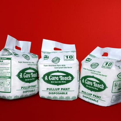 A Care Touch Disposable Pull-up Pants and Underpads Set, Super Absorbent with Leak-proof Barriers, 10 Count(Pack of 3 M-L Pull Up Pants & 1 underpad)