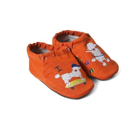 Kids Dog Print Booties-9-12 M / Orange