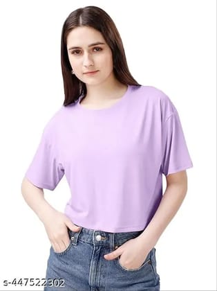 RAINBOW_ENTERPRISES Trendy Feminine Crop Tshirt Round Neck Top For Women's