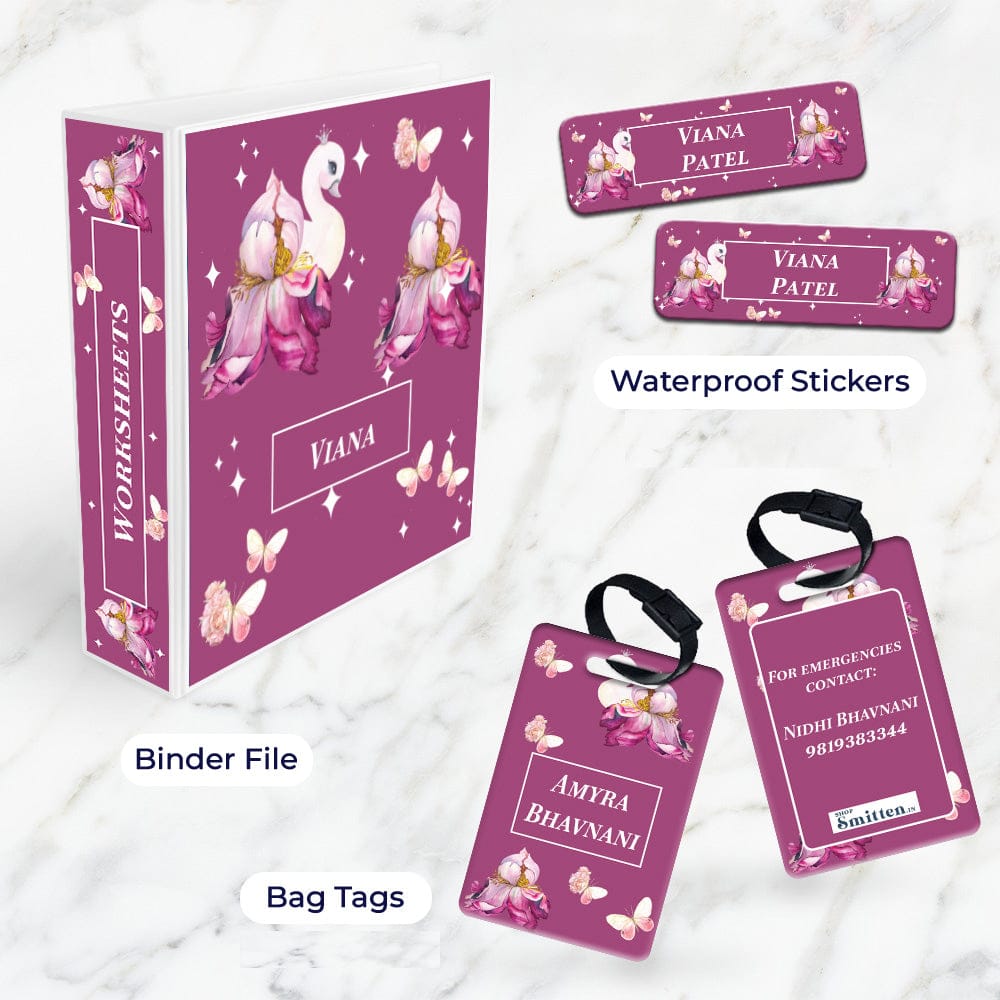 Butterfly Swan Blossom Stationery Set (kids)-Magenta / Mini Set