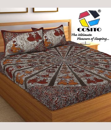 Cosito Cotton 1 Double Bedsheet with 2 Pillow Covers ( Multicolor )