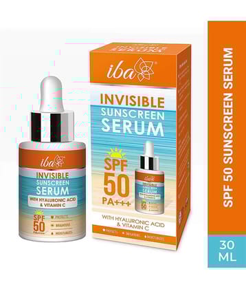Iba Invisible Sunscreen Serum SPF 50 PA+++ with Hyaluronic Acid & Vitamin C, 30ml, (Pack of 1)