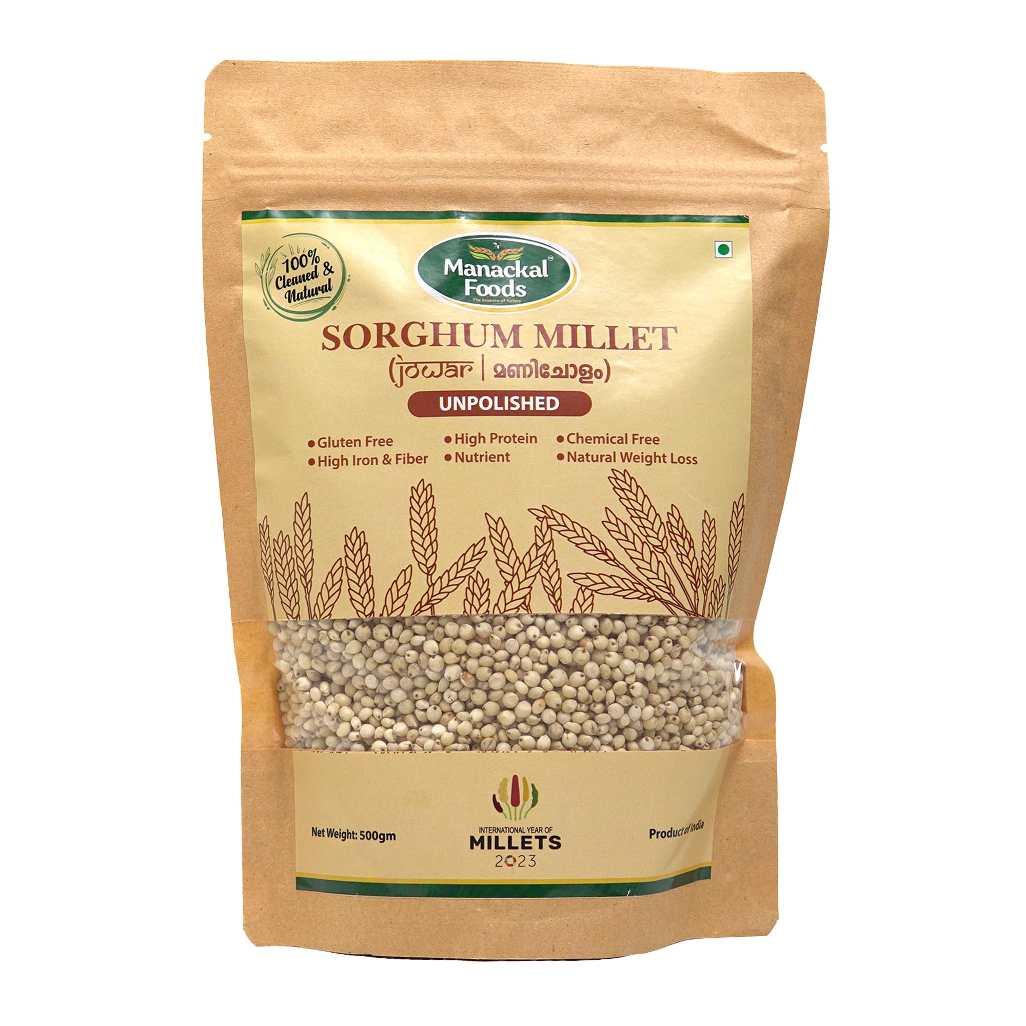 Sorghum Millet (Jowar | Manicholam) | Whole Grain | Natural & Unpolished | Gluten-Free Superfood | 500g