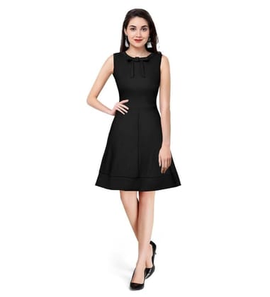 Women's Polyster Solid Round Neck Sleeveless Dresses (Black, L)-PID56828 Women's Polyster Solid Round Neck Sleeveless Dresses (Black, L)-PID56828