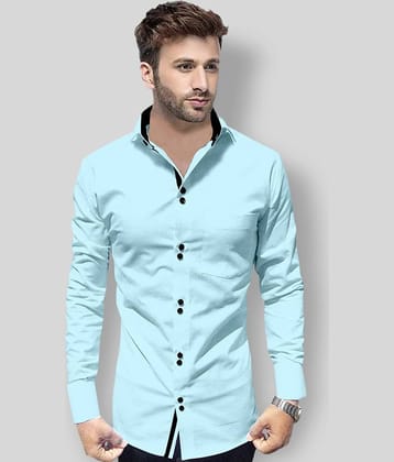 P&V - Blue Cotton Blend Slim Fit Men's Casual Shirt (Pack of 1)