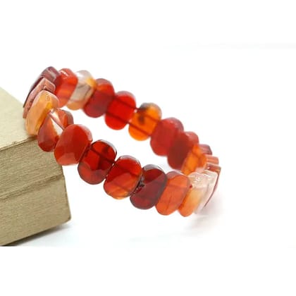 Sahaj Hast Red Agate Faceted Bracelet  Healing Gemstone Jewelry (Size - 7")