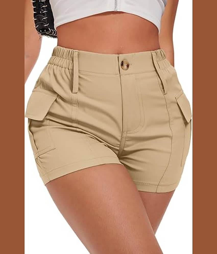 Shine n Show Women Cotton Cargo Shorts ( Beige )