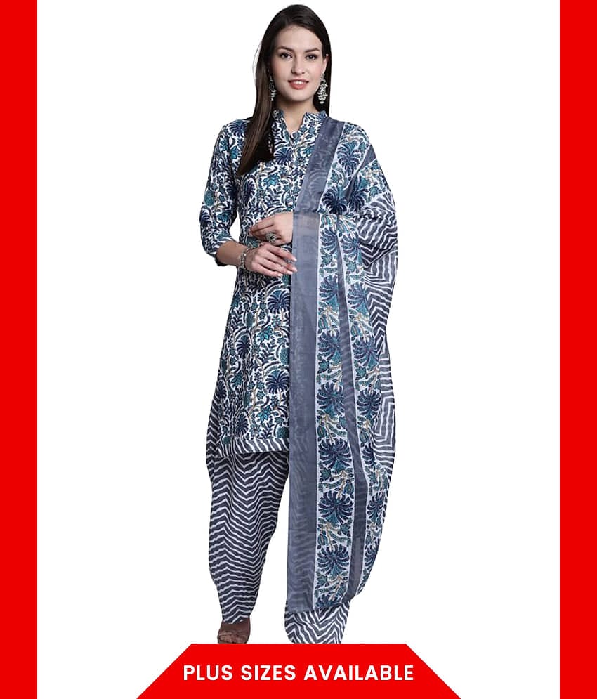 Rajnandini Women Cotton Blend Printed Straight Kurti With Patiala Salwar ( Multicolor )