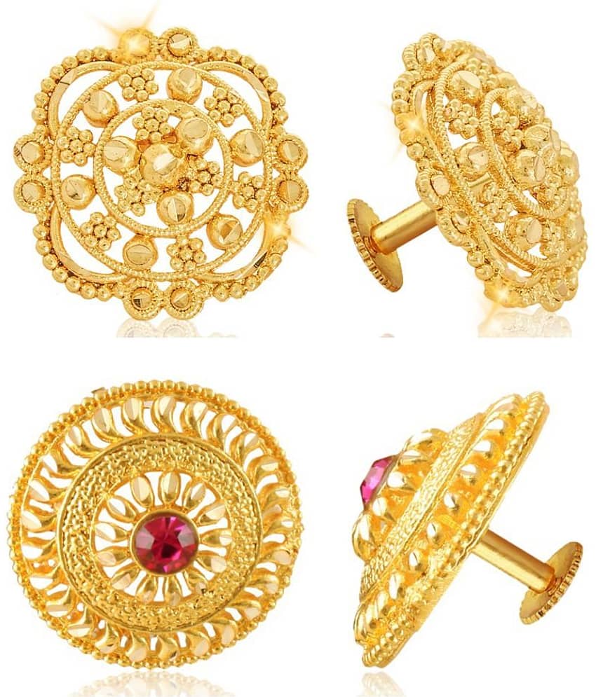 Vighnaharta Sizzling Charming Alloy Gold Plated Stud Earring Combo set For Women and Girls  Pack of- 2 Pair Earrings- VFJ1124-1398ERG