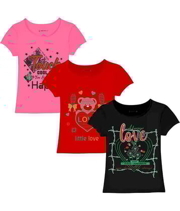COOLTEES4U Pack of 3 Girls 100% Cotton T-Shirt ( Multicolor )