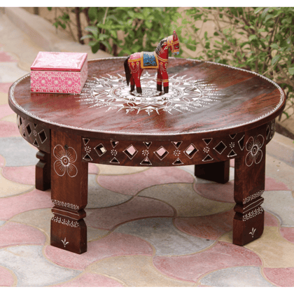 Solid Wood Round Centre Coffee Table | Mini Dinner Table
