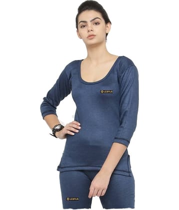 Uzarus Cotton Blend Topwear - Navy