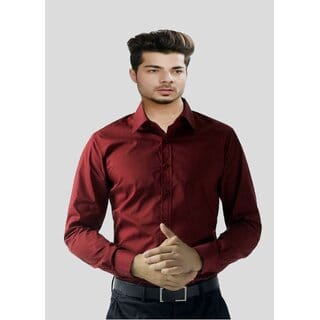 Baleshwar Men Maroon Solid Casual Shirt (Pack of 1 )