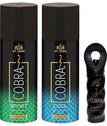 ST.JOHN Cobra Sport ,Live 150ml Each and 15 Cobradorant Spray & Perfume for Men (315ml) Pack of 3