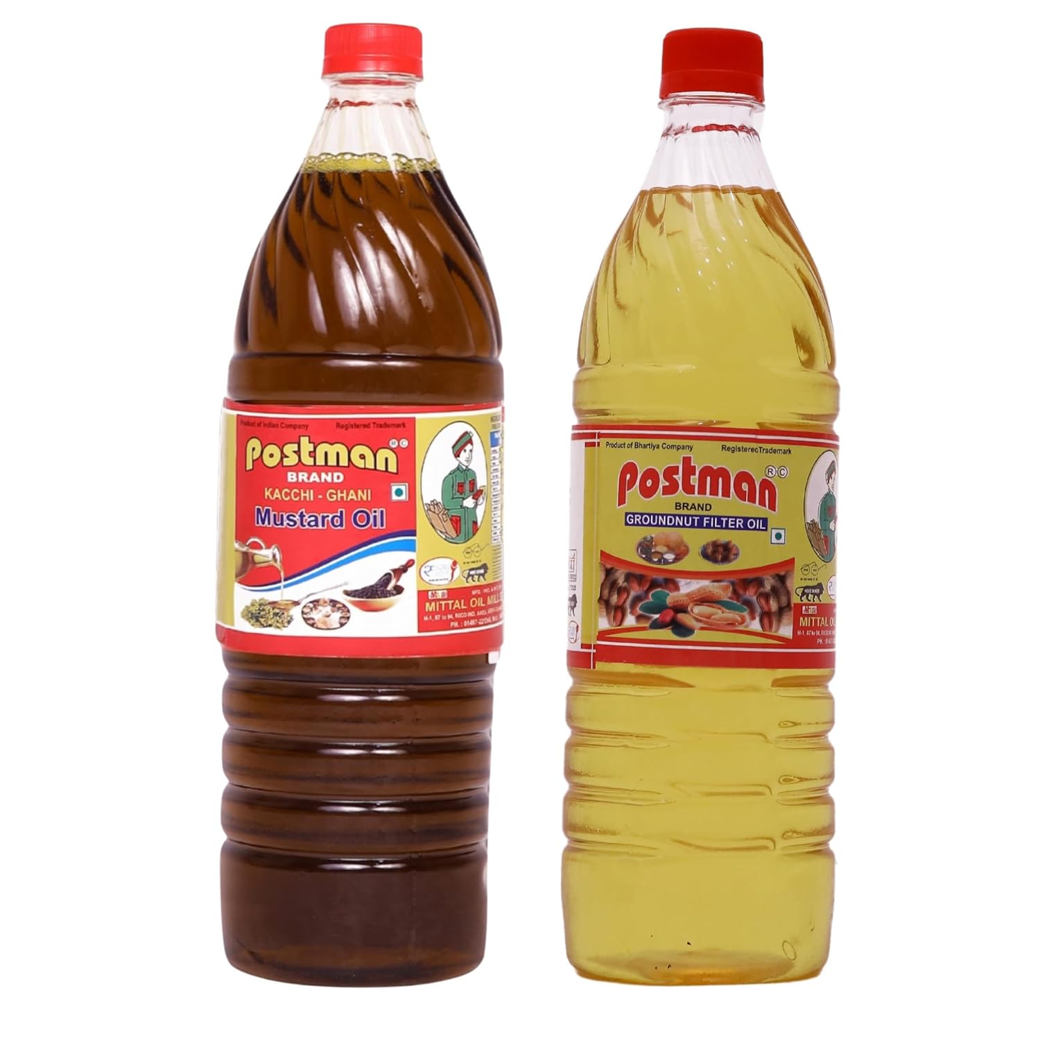 POSTMAN Mustard Oil 1 L & Filtered Groundnut Oil 1 L | Combo Pack