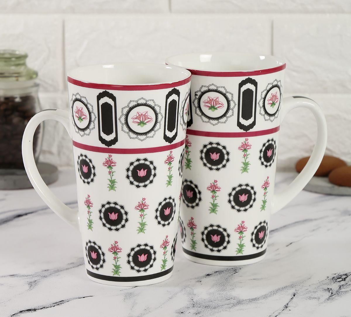 India Circus Appliqued Harmony Conical Mug Set Of 2