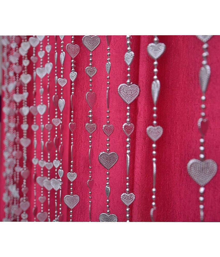 YUTIRITI Fancy Silver Heart Sparkling Plastic Strings Bead Hanging Curtain - 6ft, Silver