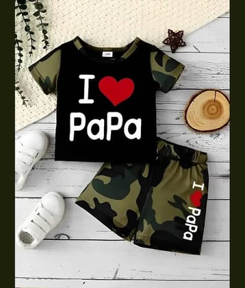 CUTEVIBE Pack of 1 Unisex Cotton Blend T-Shirt & Shorts Set ( Multicolor )
