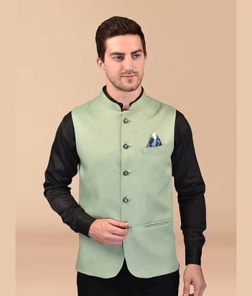 PRINTCULTR Green Cotton Blend Men's Nehru Jacket ( Pack of 1 )