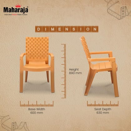 MAHARAJA Heavy Duty Plastic Chairs for Home & Office | Comfortable | Arm Rest | Bearing Capacity up to 200Kg Plastic Outdoor Chair
