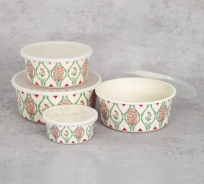 India Circus Lattice Blooms Bamboo Container Set Of 4