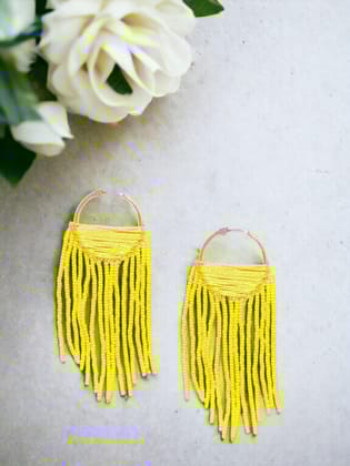Gold-Toned  Yellow Circular Hoop Earrings