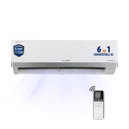Lloyd 1.5 Ton 3 Star Inverter Split AC (6 in 1 Convertible, Cools Up To 52C, Clean Filter Indication, Smart 4 Way Swing, White with Silver Deco Strip, GLS18I3KOESR) Lloyd 1.5 Ton 3 Star Inverter Split AC (6 in 1 Convertible, Cools Up To 52C, Clean Filter