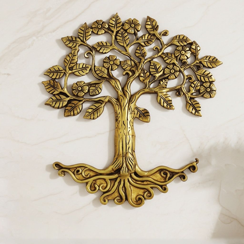 Decorative Brass Tree Statue | Handcrafted Spiritual Home Decor, Height : 13 Inch (BSMAS1647 D)