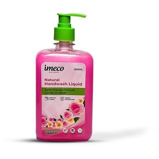 IMECO Bamboo Natural Handwash 500ml Bottle, Rose And Frangipani Fragrance, 99.9 Germs Protection