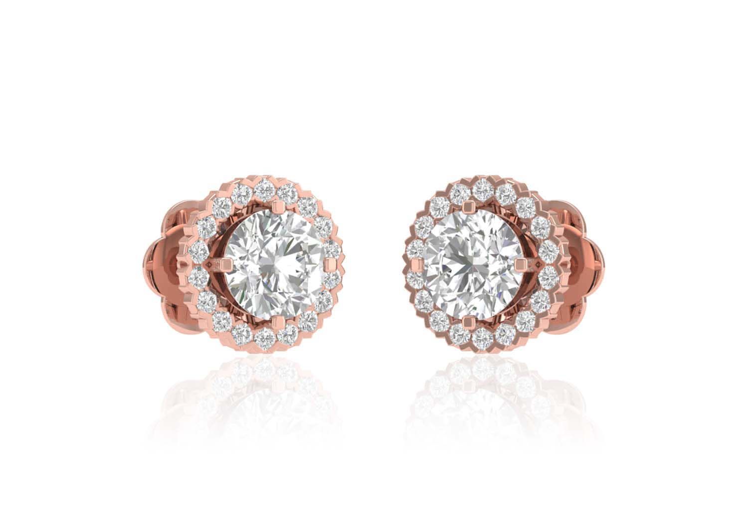 Round Halo Solitaire Studs