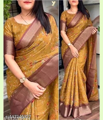 Bhuwal Fashion Art Silk Woven Saree With Unstitched Blouse Piece ( Green )