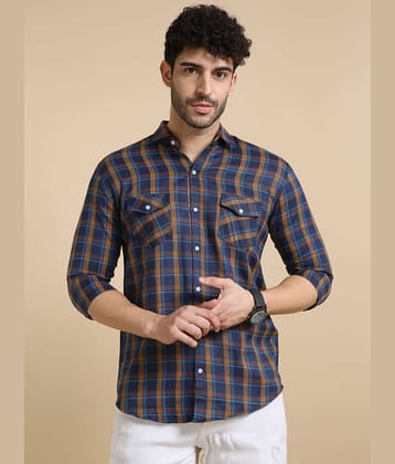 VTEXX Cotton Blend Regular Fit Checks Full Sleeves Men's Casual Shirt - Brown ( Pack of 1 )