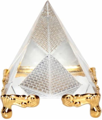 S.S Collection White Glass Vastu / Feng Shui / Crystal Pyramid -For Positive Energy & Vastu Correction