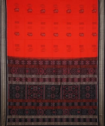 Coquelicot black handloom cotton bomkai saree Coquelicot black handloom cotton bomkai saree