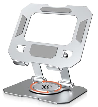 Heavy Duty Aluminium Tablet Stand Holder with 360 Rotating Base, Multi Angle Adjustments Compatible for iPad Pro | 11 | 10.9 | 10.2 | Air | Mini, Samsung Galaxy Tab, Lenovo Pad and All Tablets-Silver