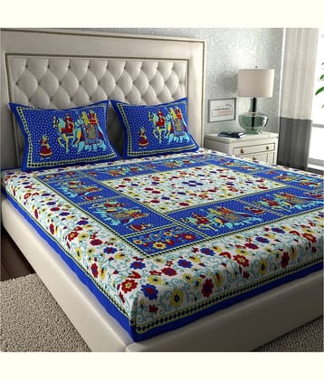 ABHACLOTHO Cotton 1 Double Bedsheet with 2 Pillow Covers ( Multicolor )