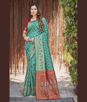 Sariya Jacquard Woven Saree With Unstitched Blouse Piece ( Rama )