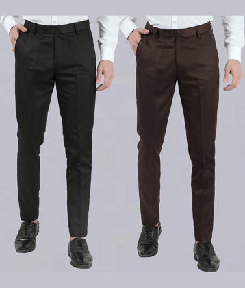 VEI SASTRE Multicolored Slim Formal Trouser ( Pack of 2 )