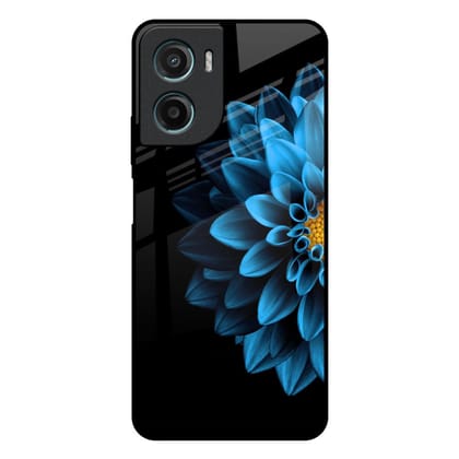 Half Blue Flower Glass Case for Motorola G05