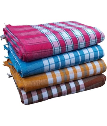 KAKUMANU - Multicolor Cotton Checks Bath Towel (Pack of 4)