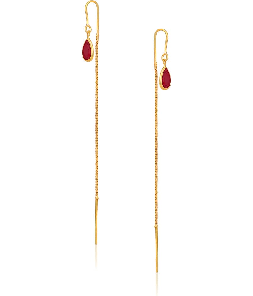 Drashti Collection Golden Threader Earrings ( Pack of 1 )