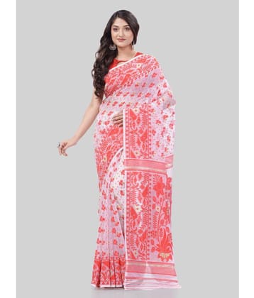 Desh Bidesh - Red Cotton Saree Without Blouse Piece ( Pack of 1 ) - Red