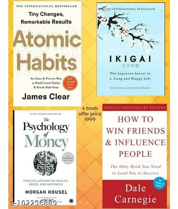 Atomic Habit+Ikigai+Psychology Of Money+How To Win Friends And Infuence People by Life Changing books