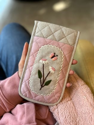 KRI India Bloom Flora Quilted Sunglasses cover| Navy Blue | 4.5x8 inches  | Wash & Care | 100% Cotton | Handcrafted in India. 100% organic & natural.