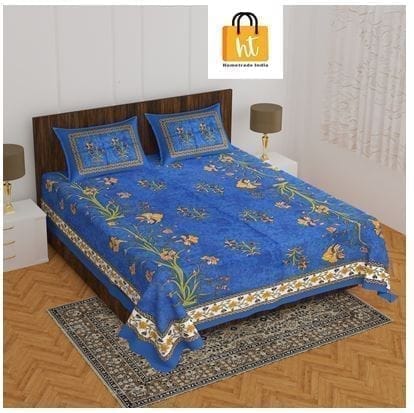 3001-Hometrade India-Standard King Size (90*108 Inches) Double Bedsheet With 2 Pillow Cover-RJ-14-Jaipur lining-3192