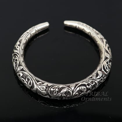 925 Sterling silver handmade fabulous chitai work customized bangle bracelet kada unisex personalized tribal jewelry nsk576
